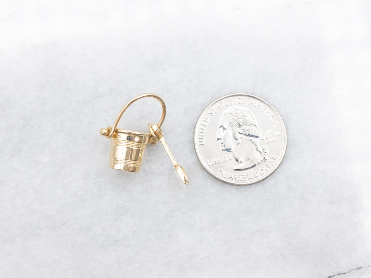 Gold Sand Pail and Shovel Charm