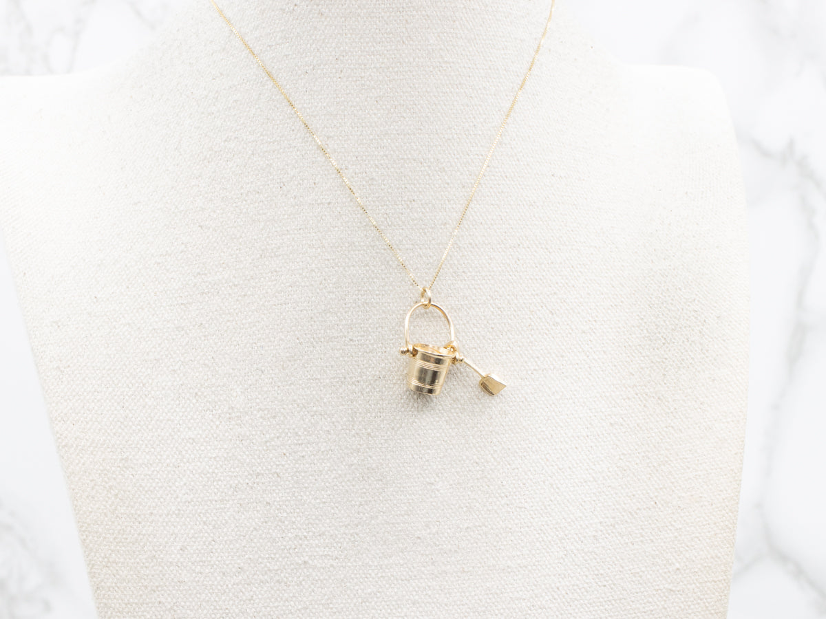 Gold Sand Pail and Shovel Charm