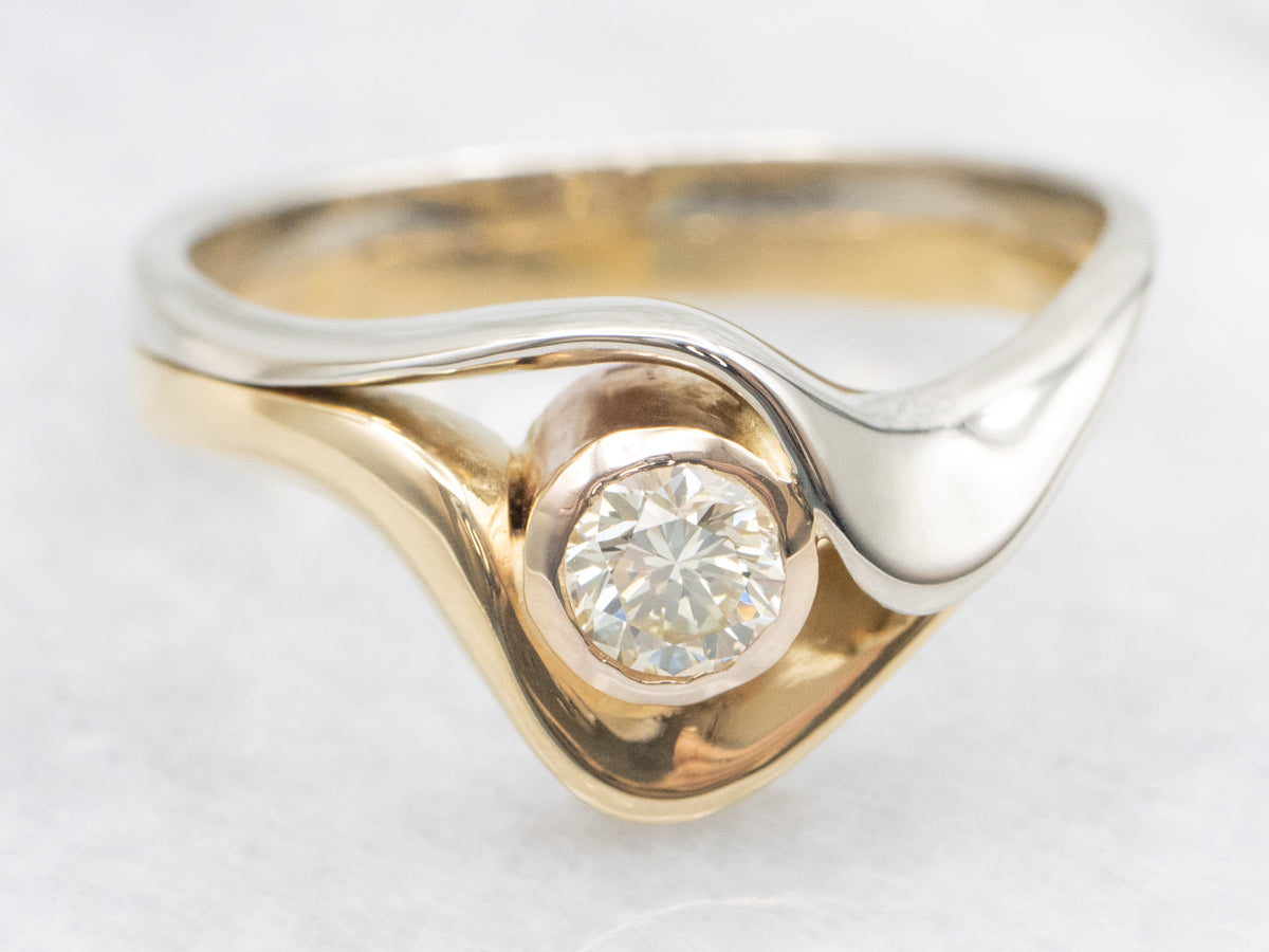 Modernist Diamond Bypass Engagement Ring