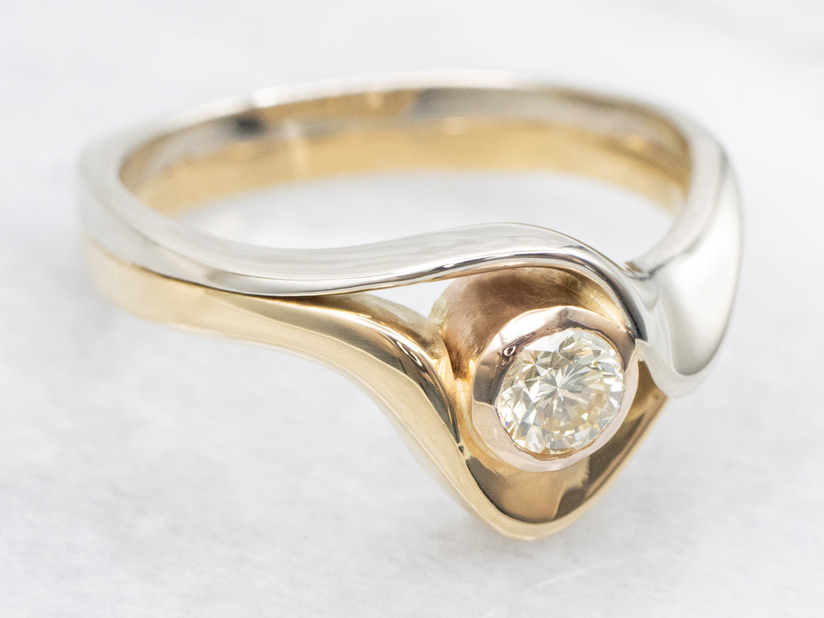 Modernist Diamond Bypass Engagement Ring