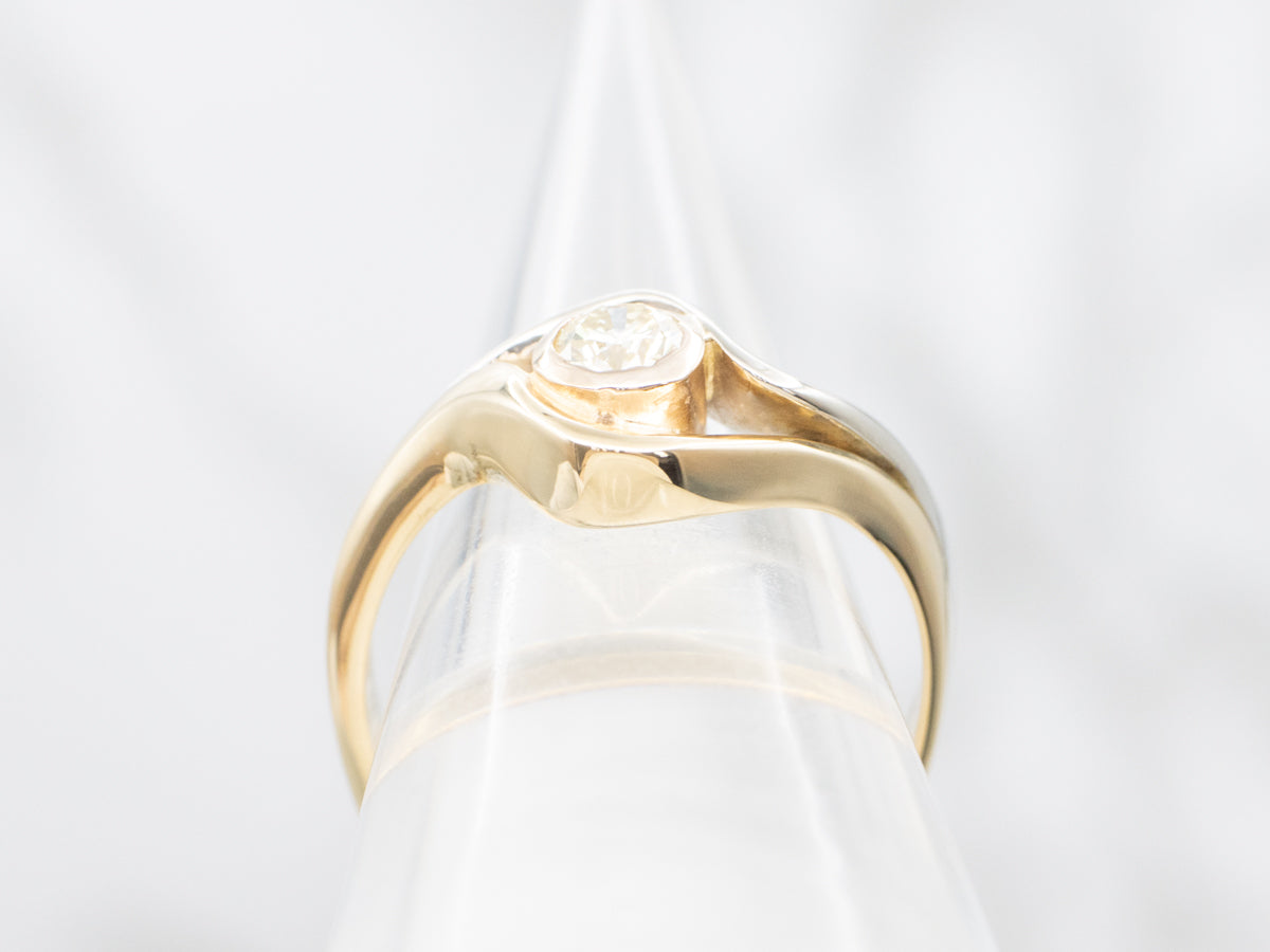 Modernist Diamond Bypass Engagement Ring