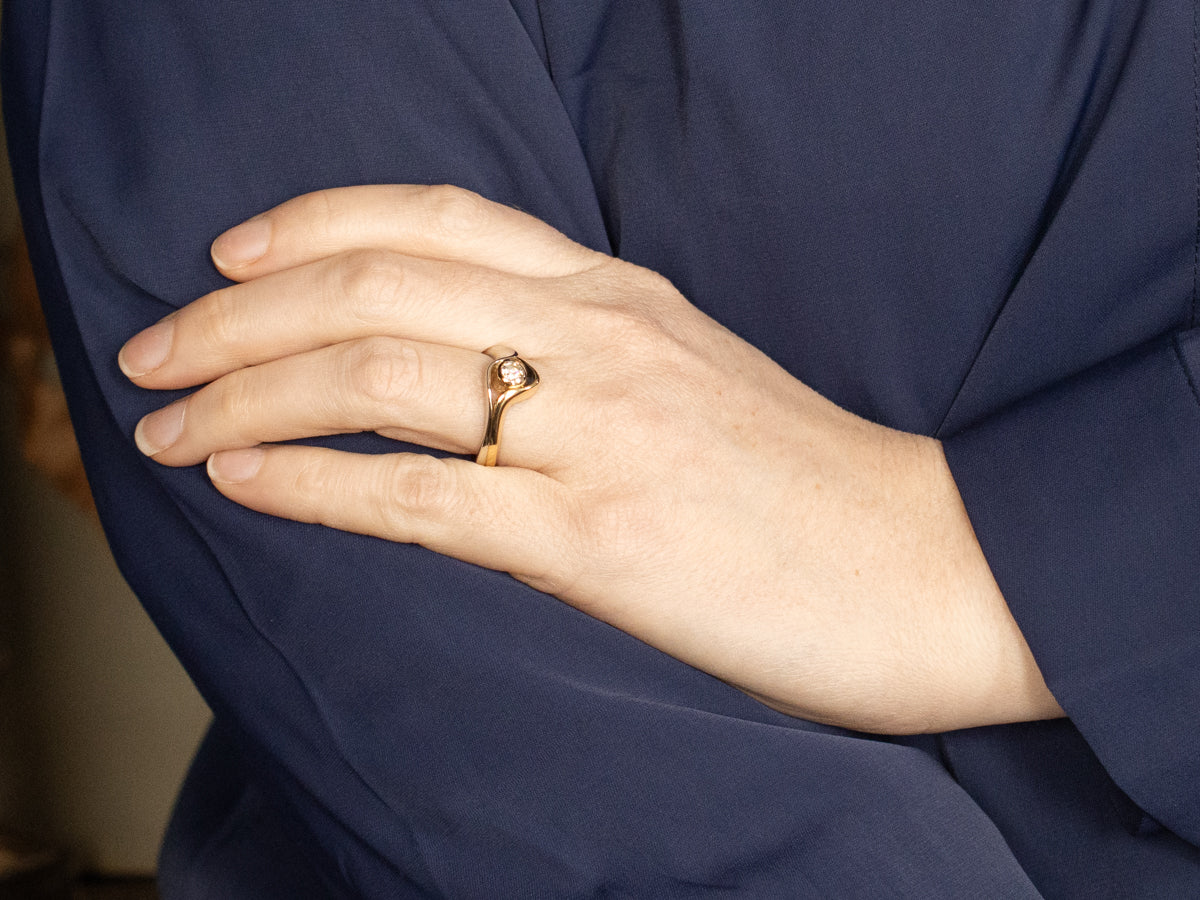 Modernist Diamond Bypass Engagement Ring