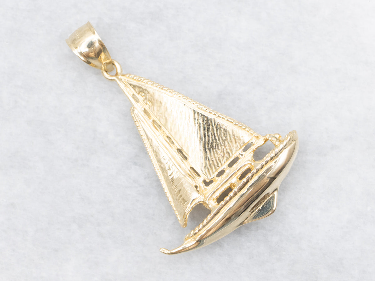 Gold Sailboat Pendant with Textured Sail