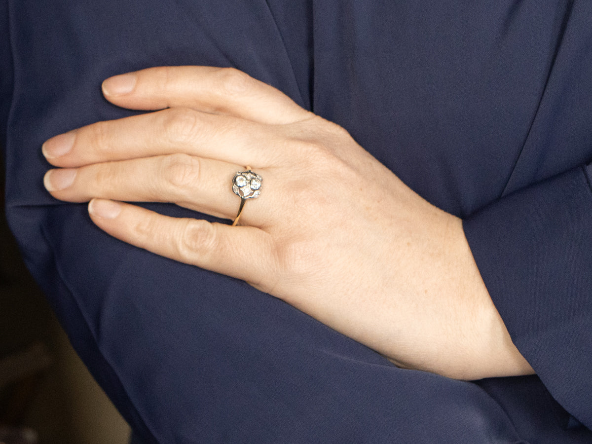 Vintage Two Tone 1940s Diamond Dinner Ring