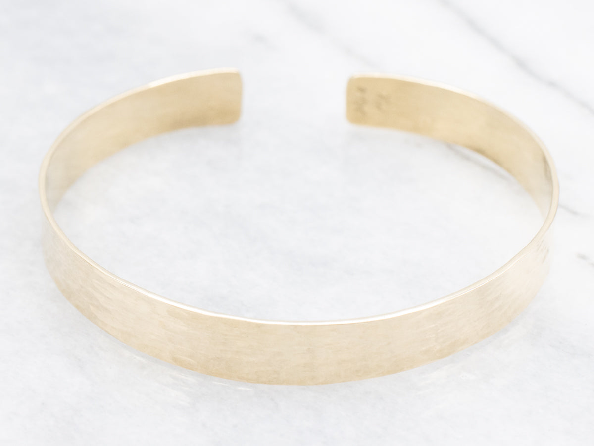 Hammered Texture Gold Cuff Bracelet