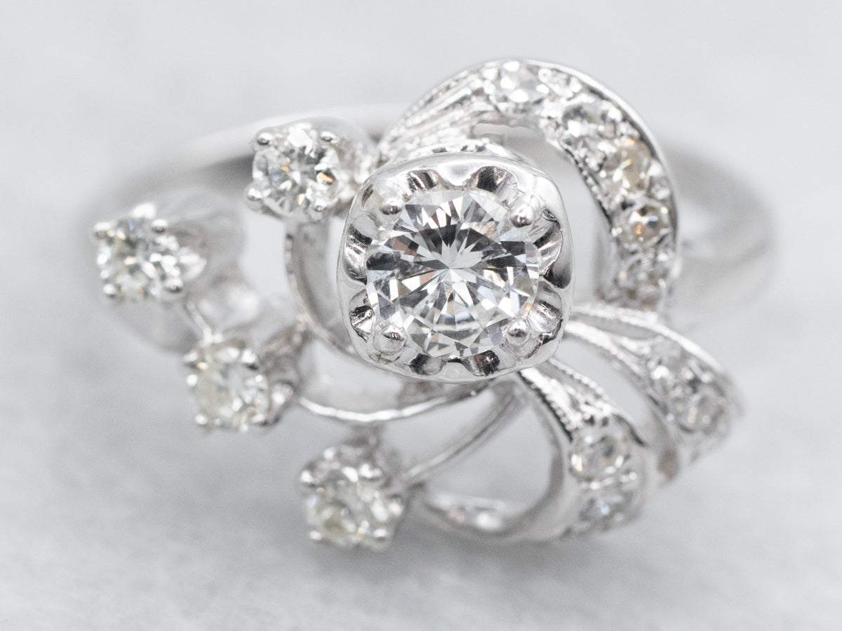 Old Hollywood 1950s Diamond Cocktail Ring