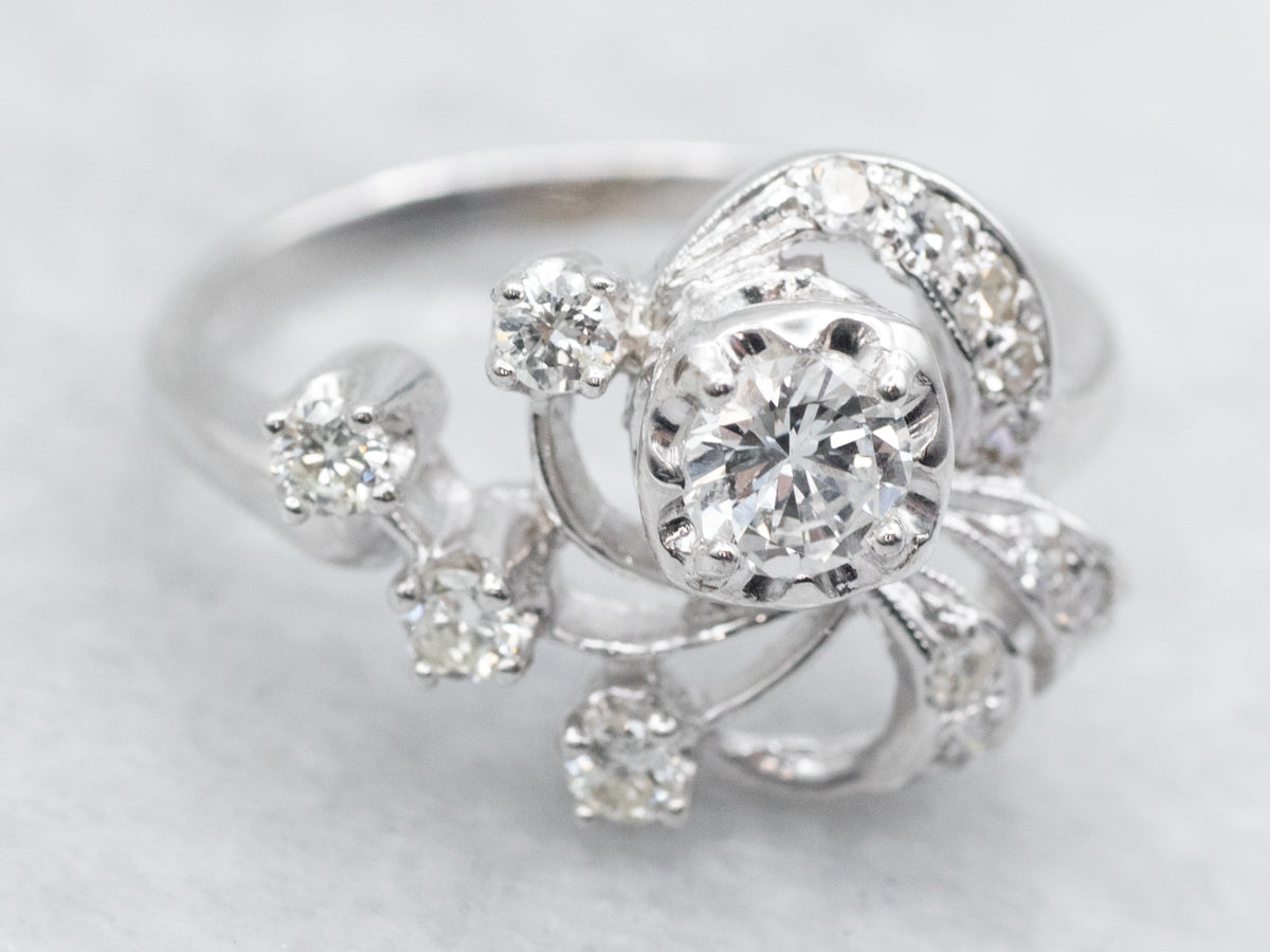 Old Hollywood 1950s Diamond Cocktail Ring