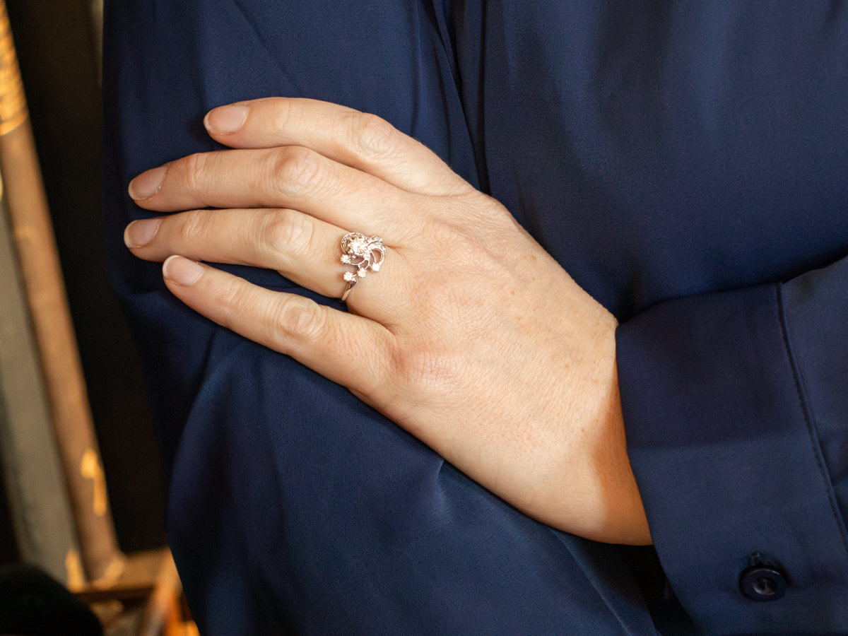 Old Hollywood 1950s Diamond Cocktail Ring