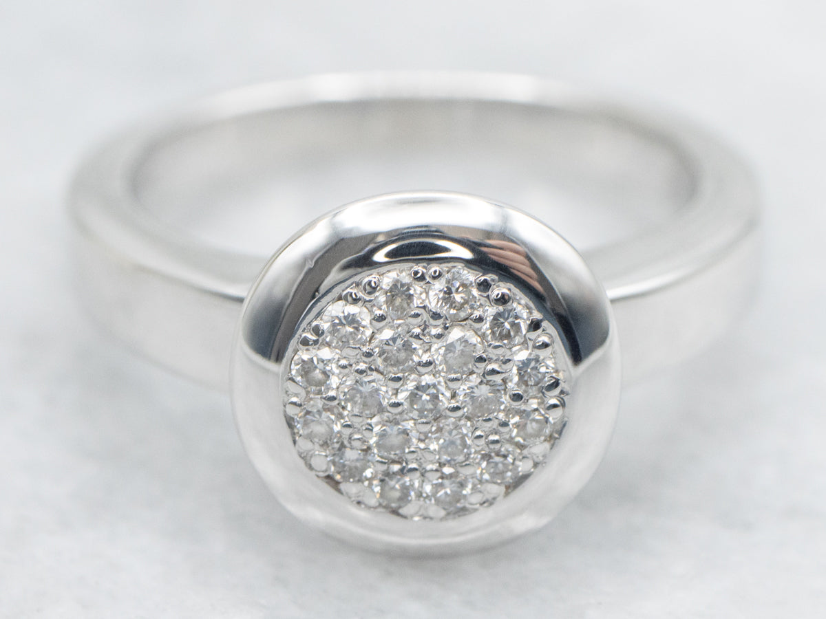 Modernist White Gold Diamond Cluster Ring