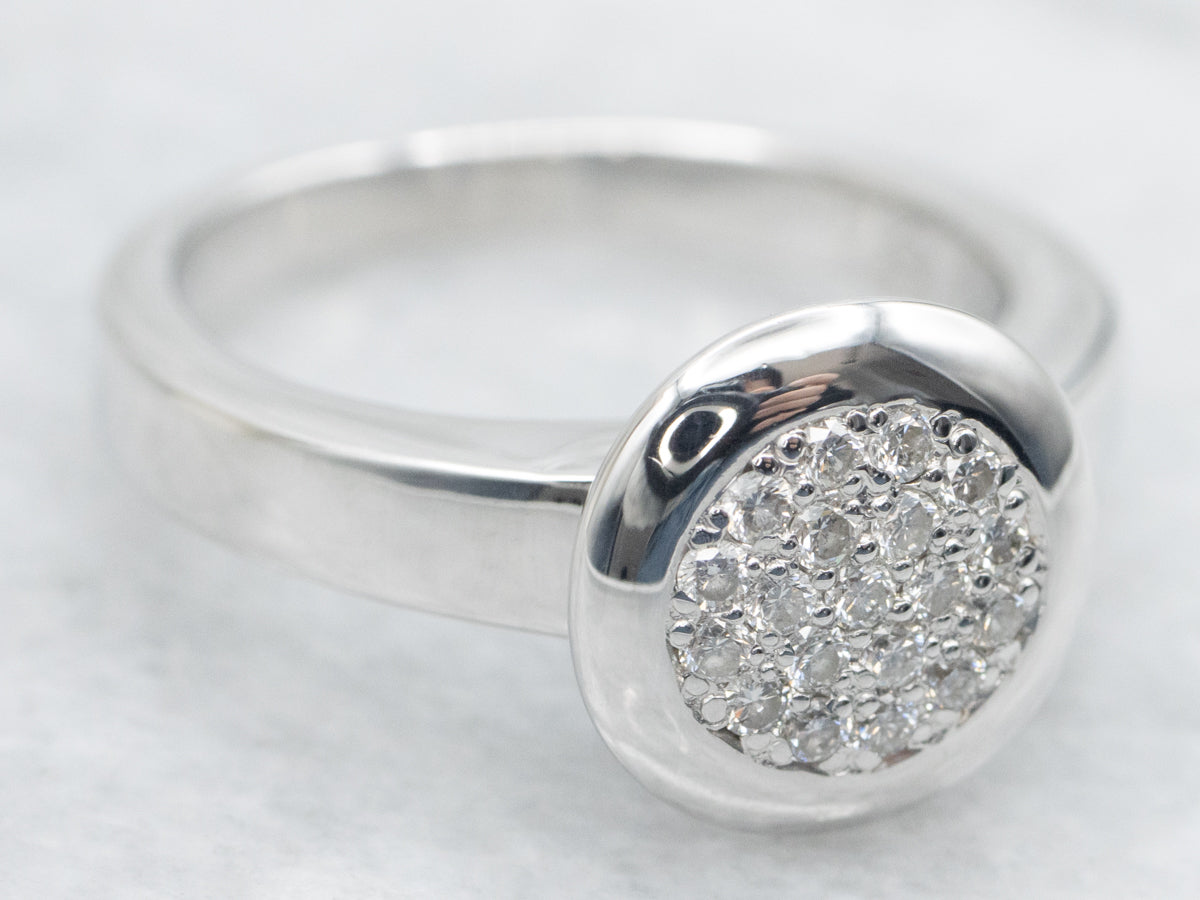 Modernist White Gold Diamond Cluster Ring