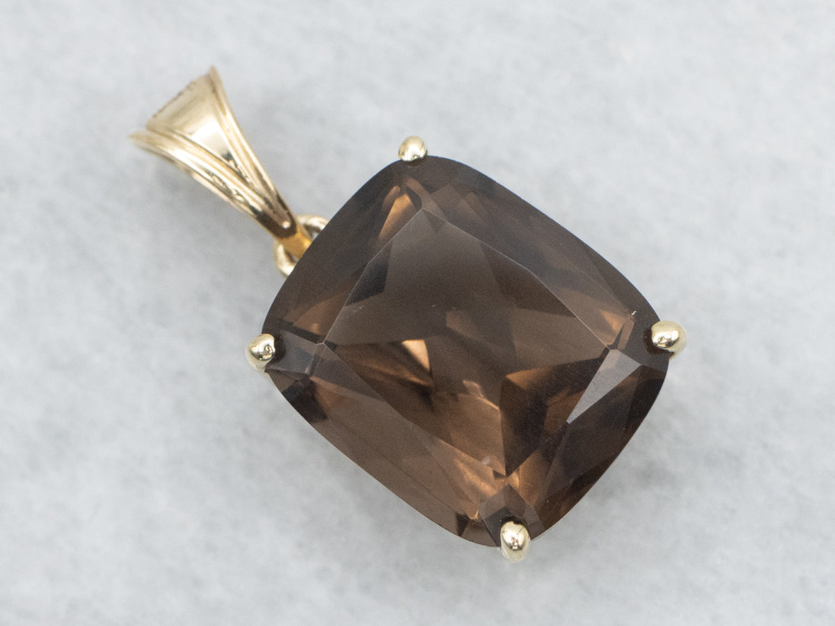 Cushion-Cut Smokey Quartz Pendant
