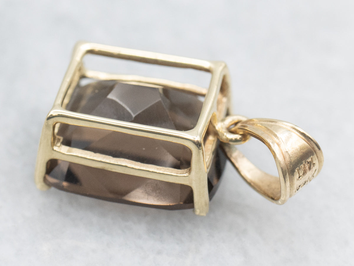 Cushion-Cut Smokey Quartz Pendant