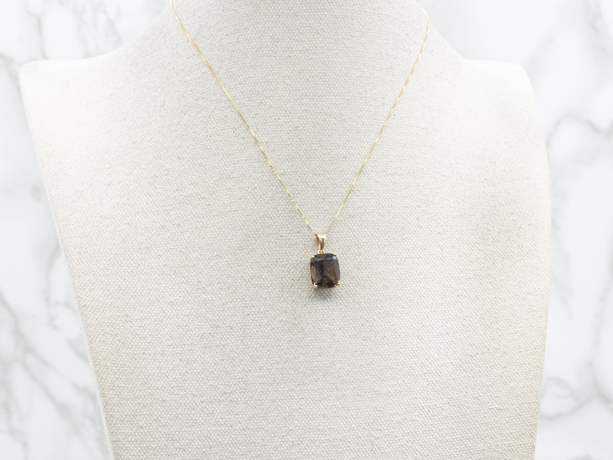 Cushion-Cut Smokey Quartz Pendant
