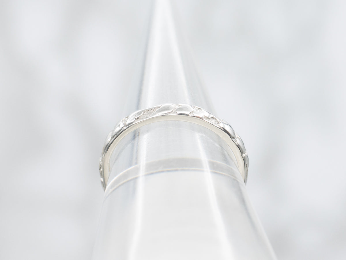 Vintage Platinum Embossed Floral Pattern Band
