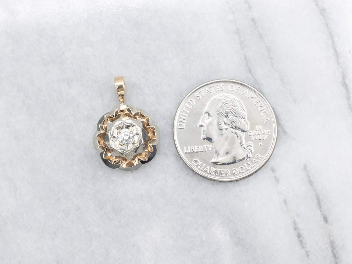 Two-Tone Gold Mix Era Diamond Pendant