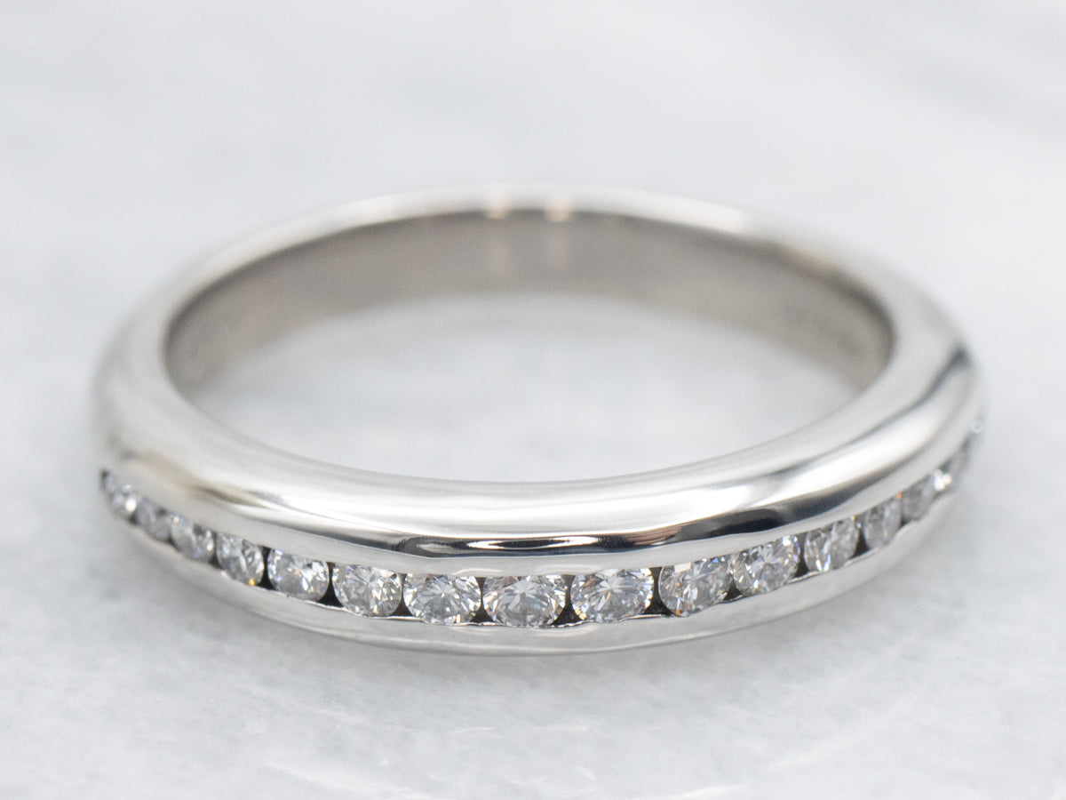 Palladium and Diamond Channel-Set Wedding Band