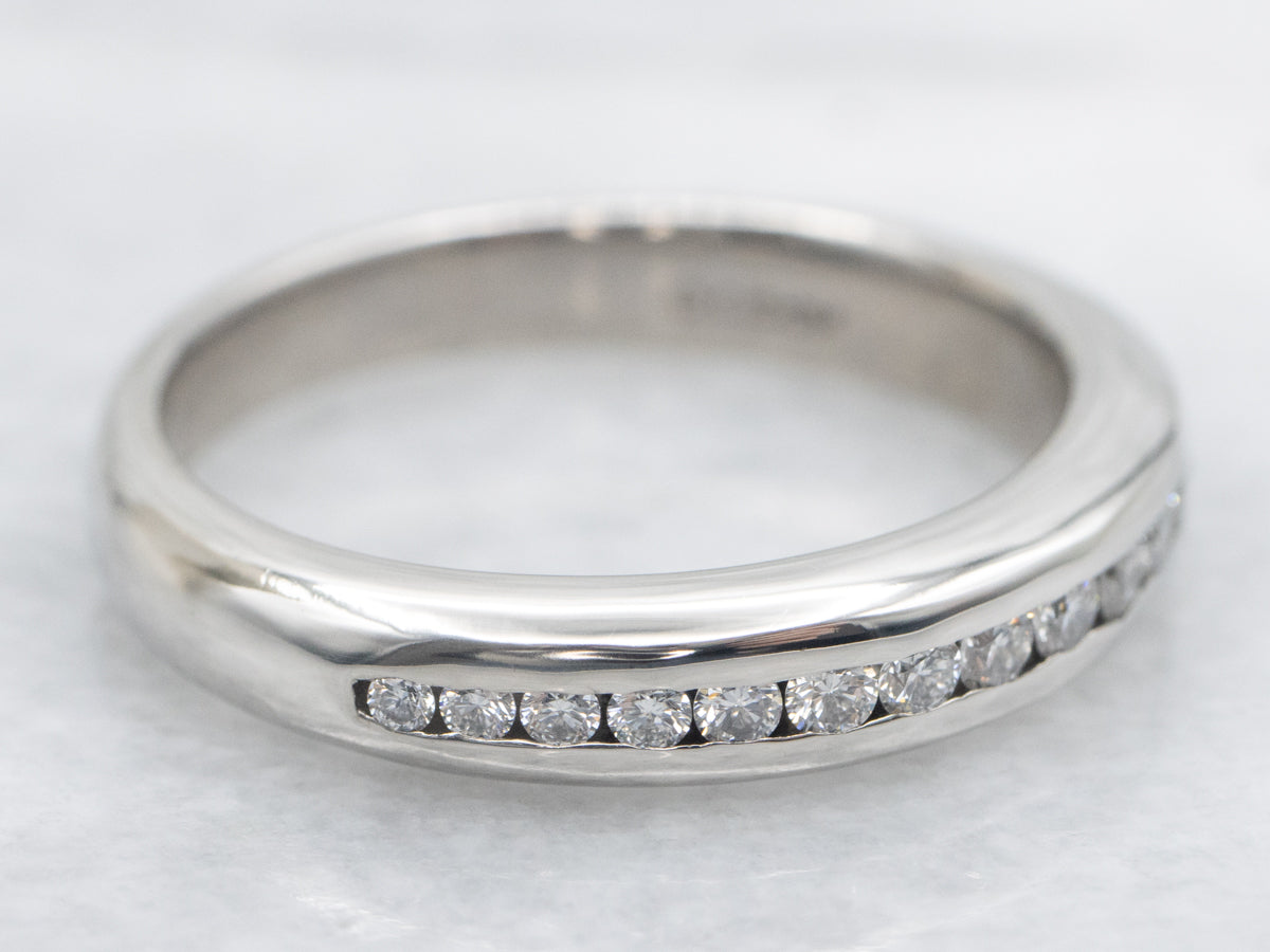 Palladium and Diamond Channel-Set Wedding Band