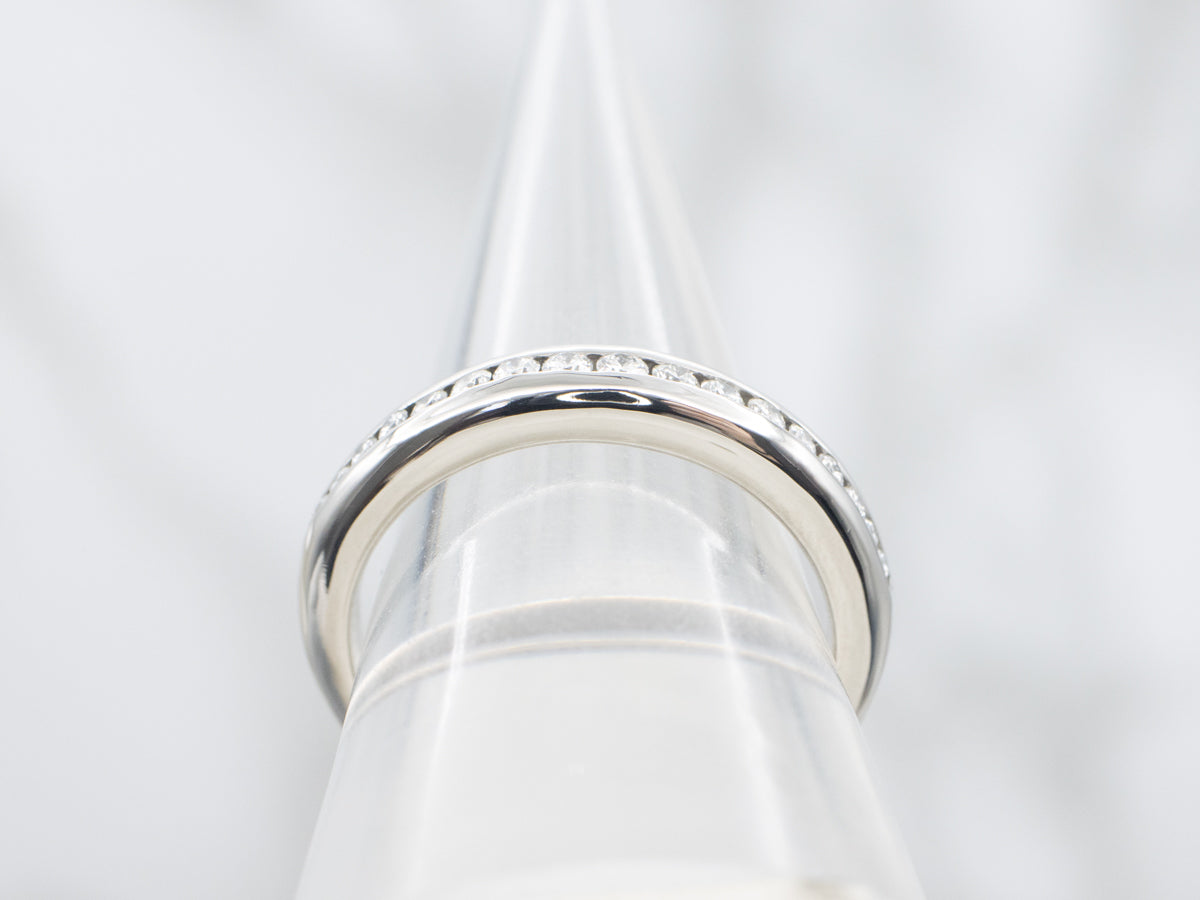 Palladium and Diamond Channel-Set Wedding Band