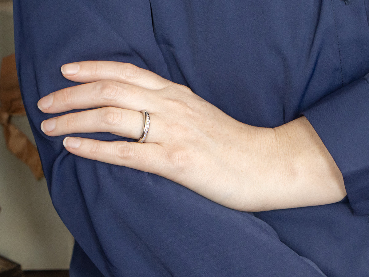 Palladium and Diamond Channel-Set Wedding Band