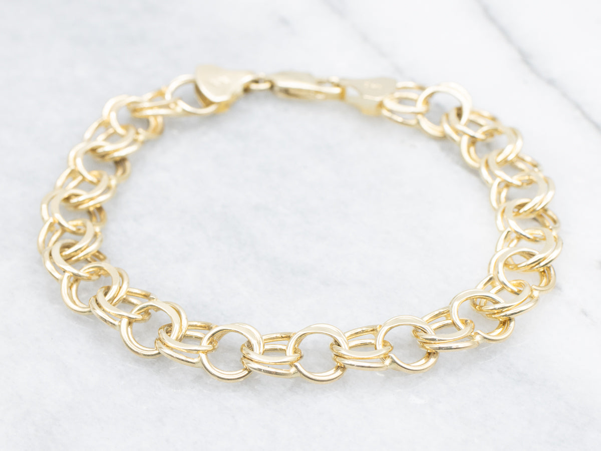 Double Round Link Charm Bracelet