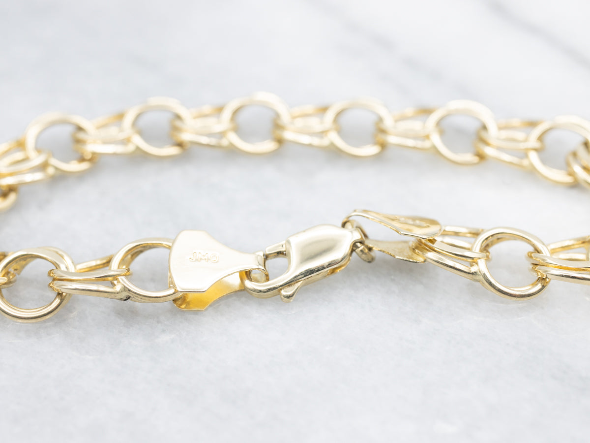 Double Round Link Charm Bracelet