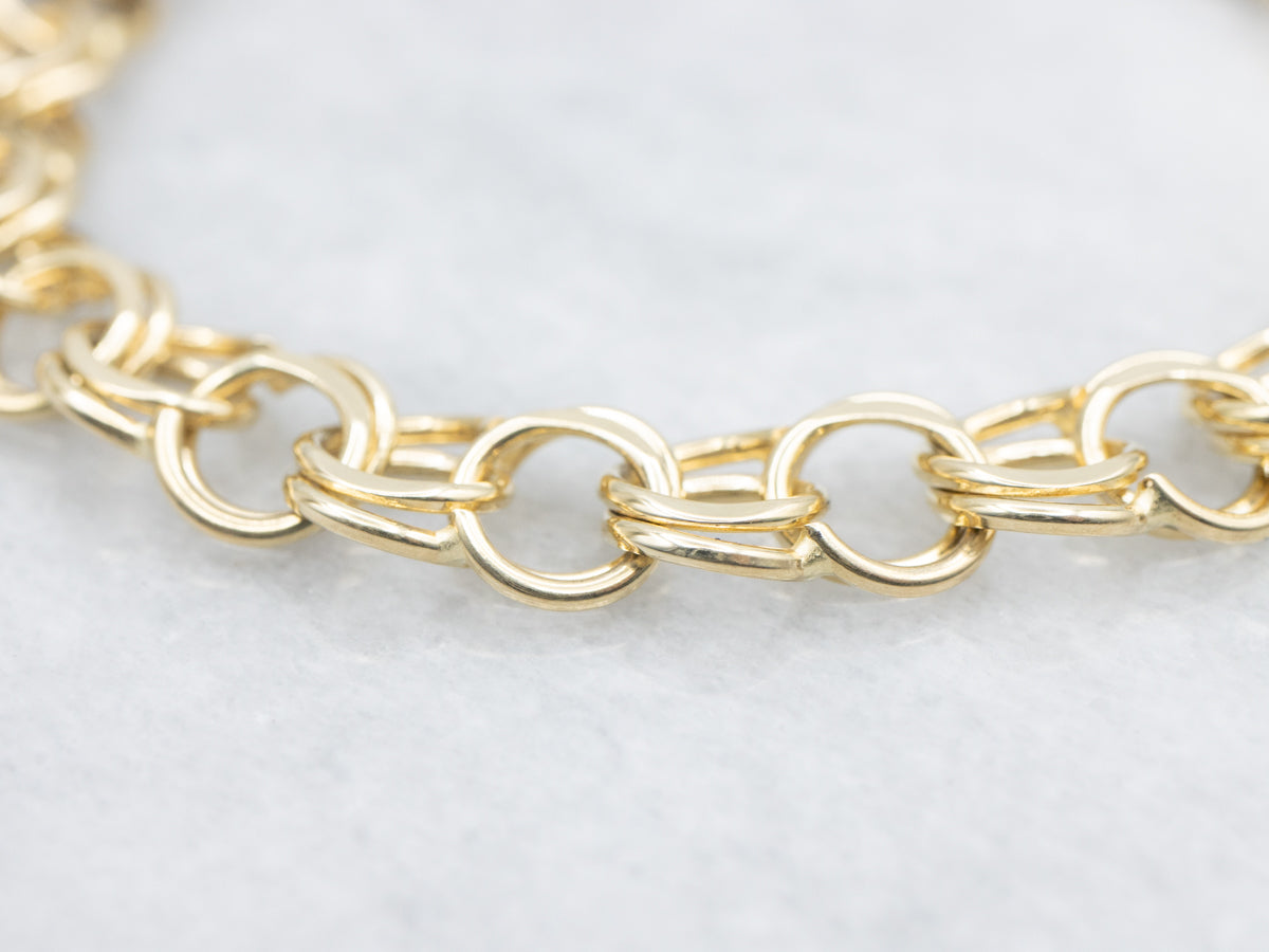 Double Round Link Charm Bracelet