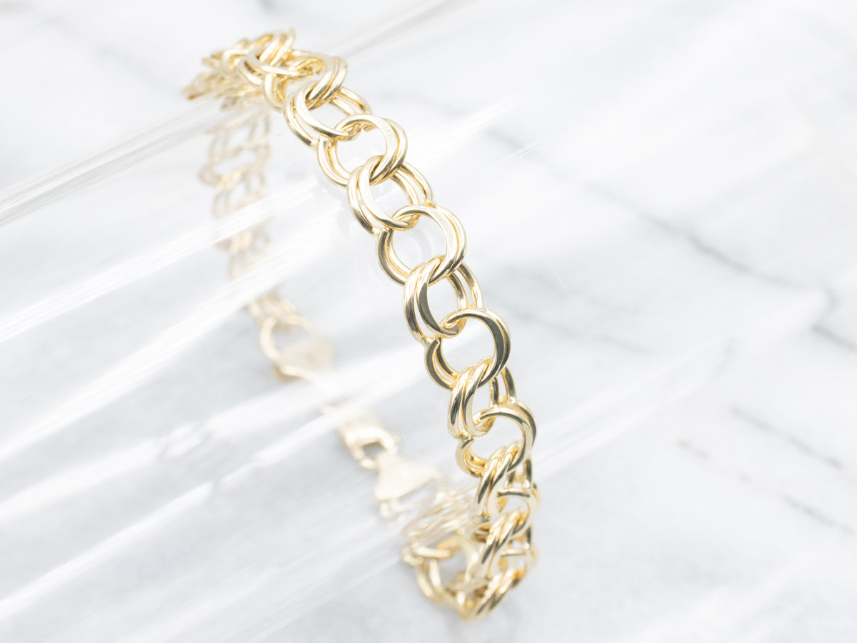 Double Round Link Charm Bracelet