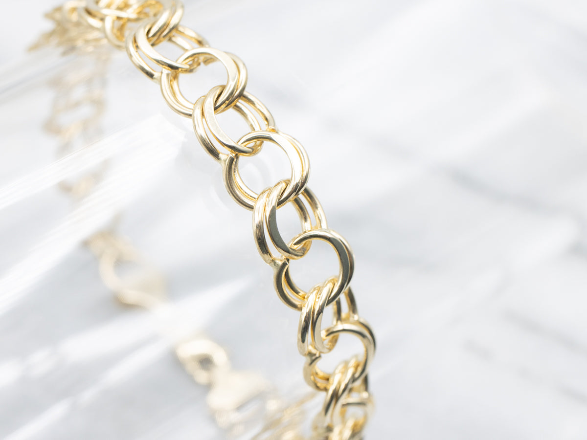 Double Round Link Charm Bracelet