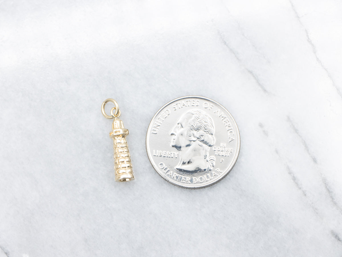 Polished Gold Lighthouse Charm