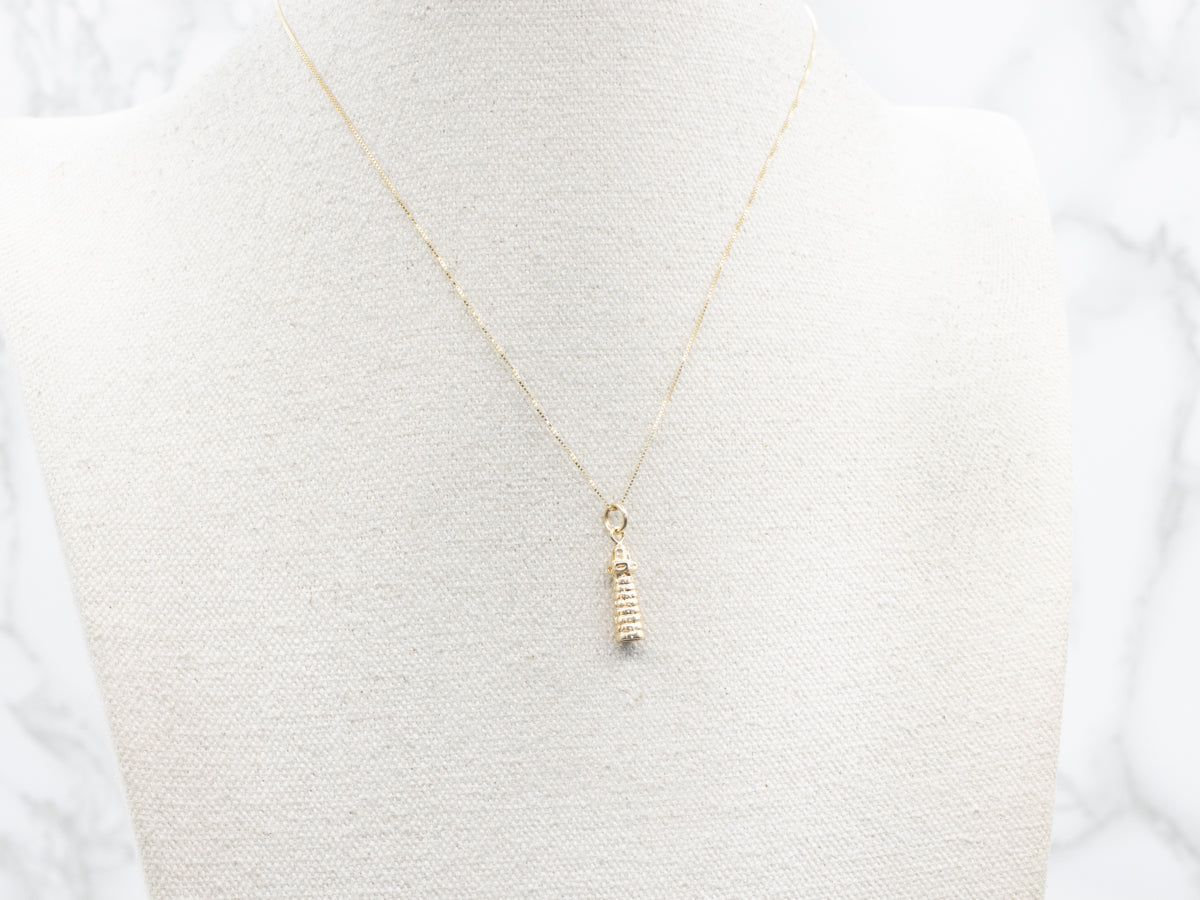 Polished Gold Lighthouse Charm