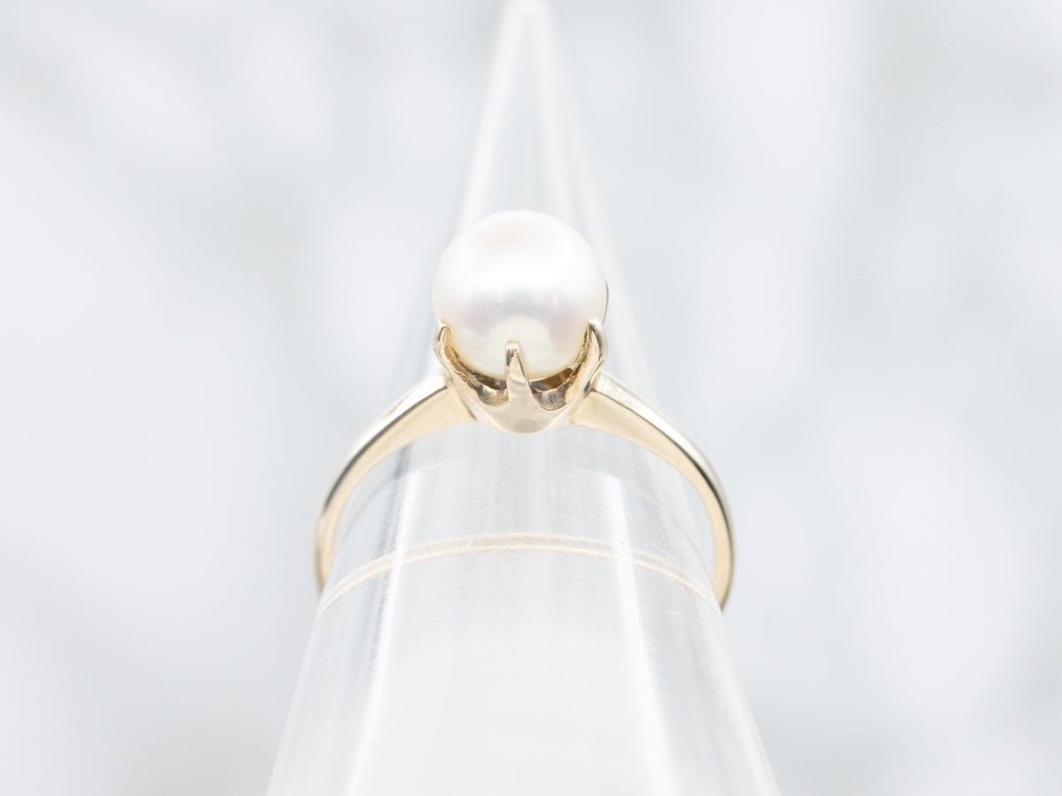White Pearl Solitaire Ring