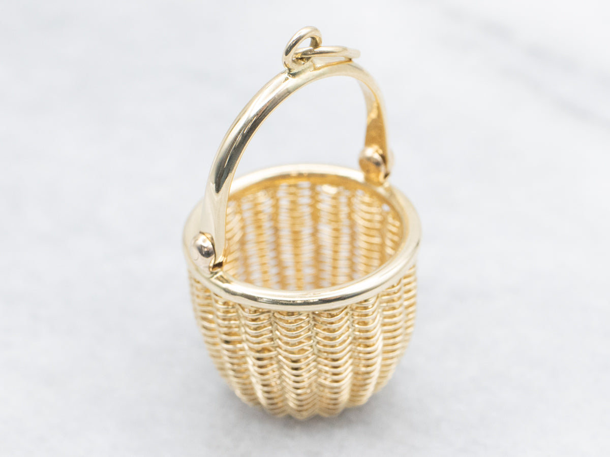 Gold Nantucket Basket Pendant