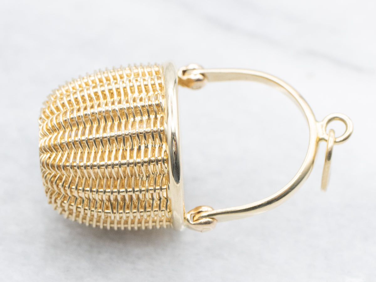 Gold Nantucket Basket Pendant