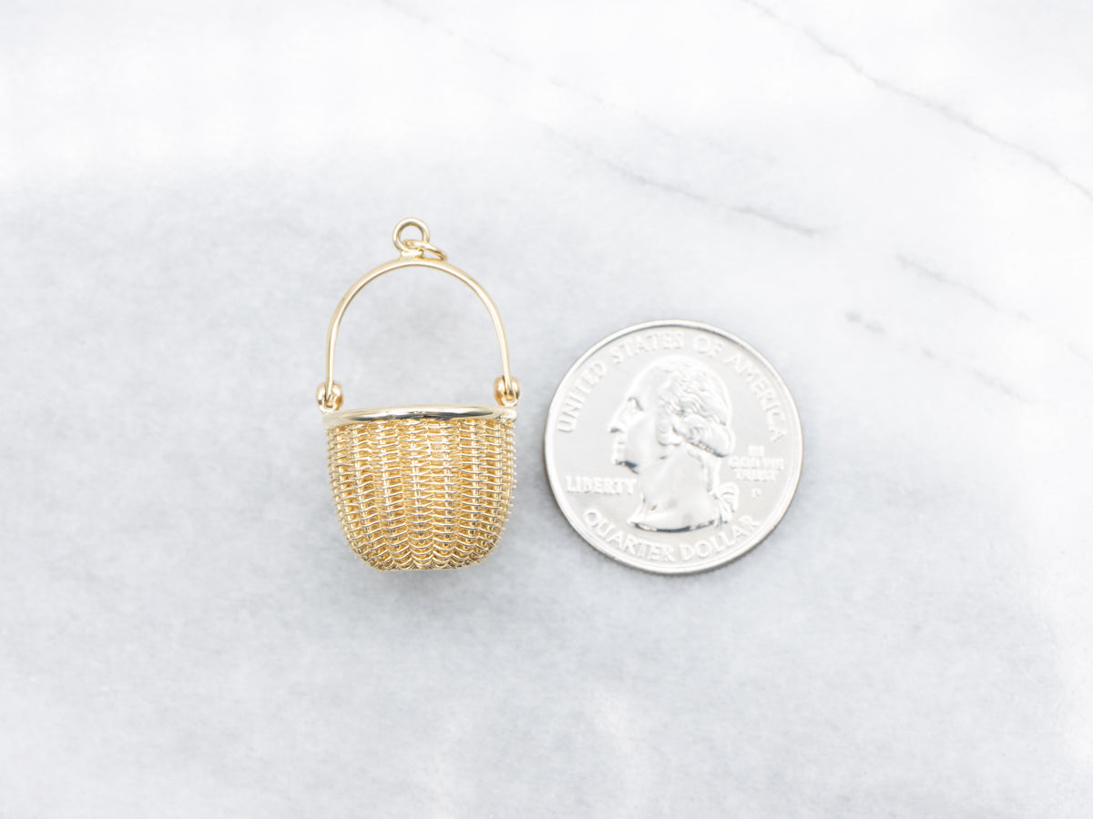 Gold Nantucket Basket Pendant