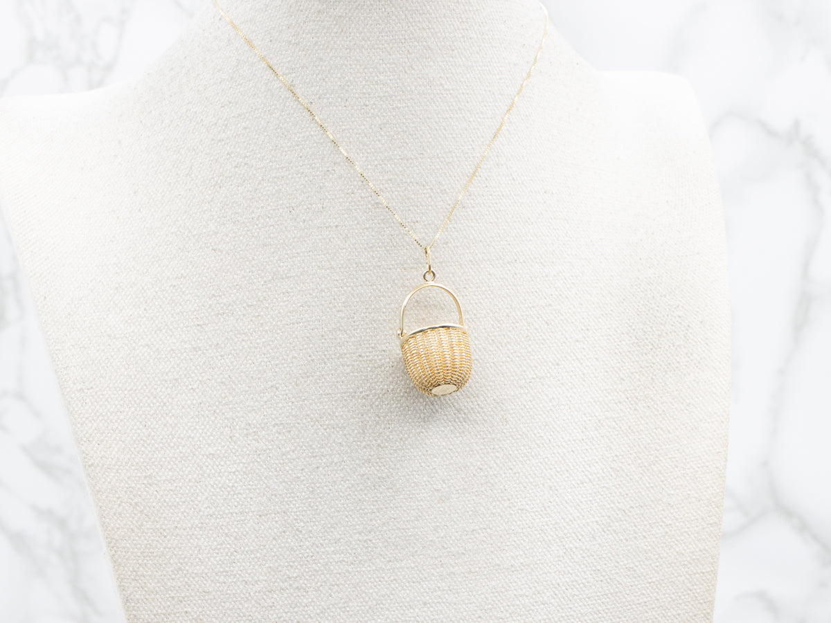 Gold Nantucket Basket Pendant