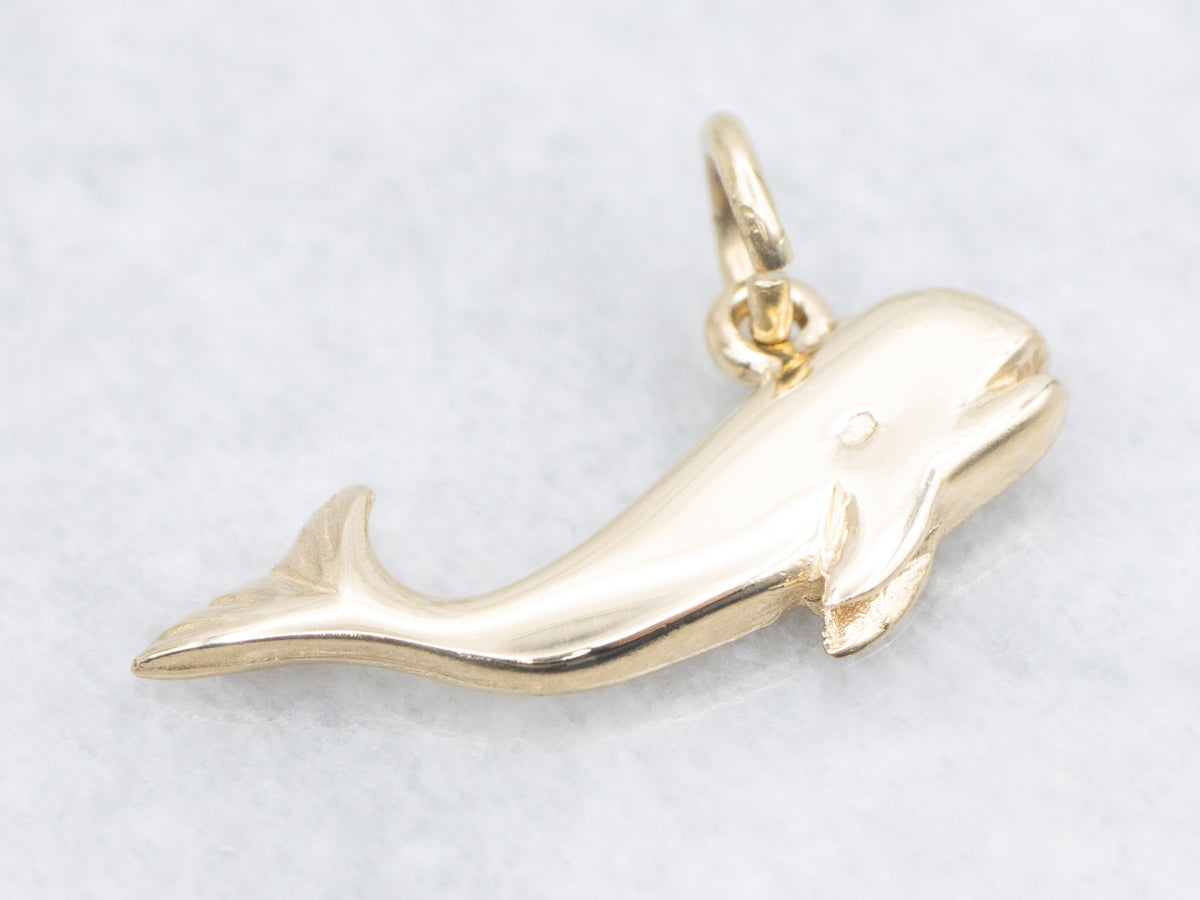 Polished Gold Whale Charm Pendant