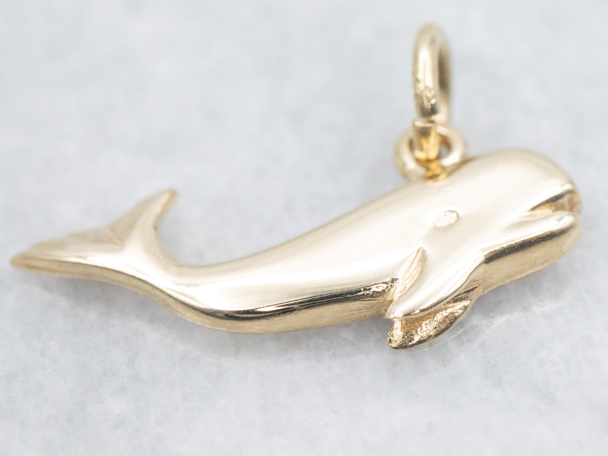 Polished Gold Whale Charm Pendant
