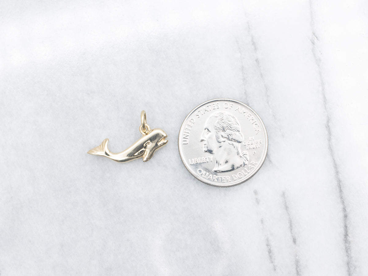 Polished Gold Whale Charm Pendant