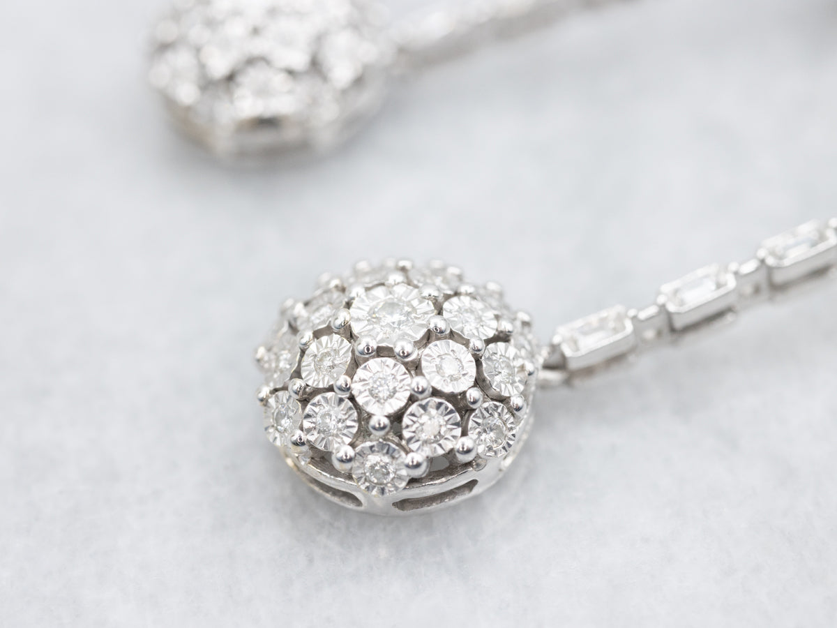 Brilliant Mixed Cut Diamond Bar Drop Earrings