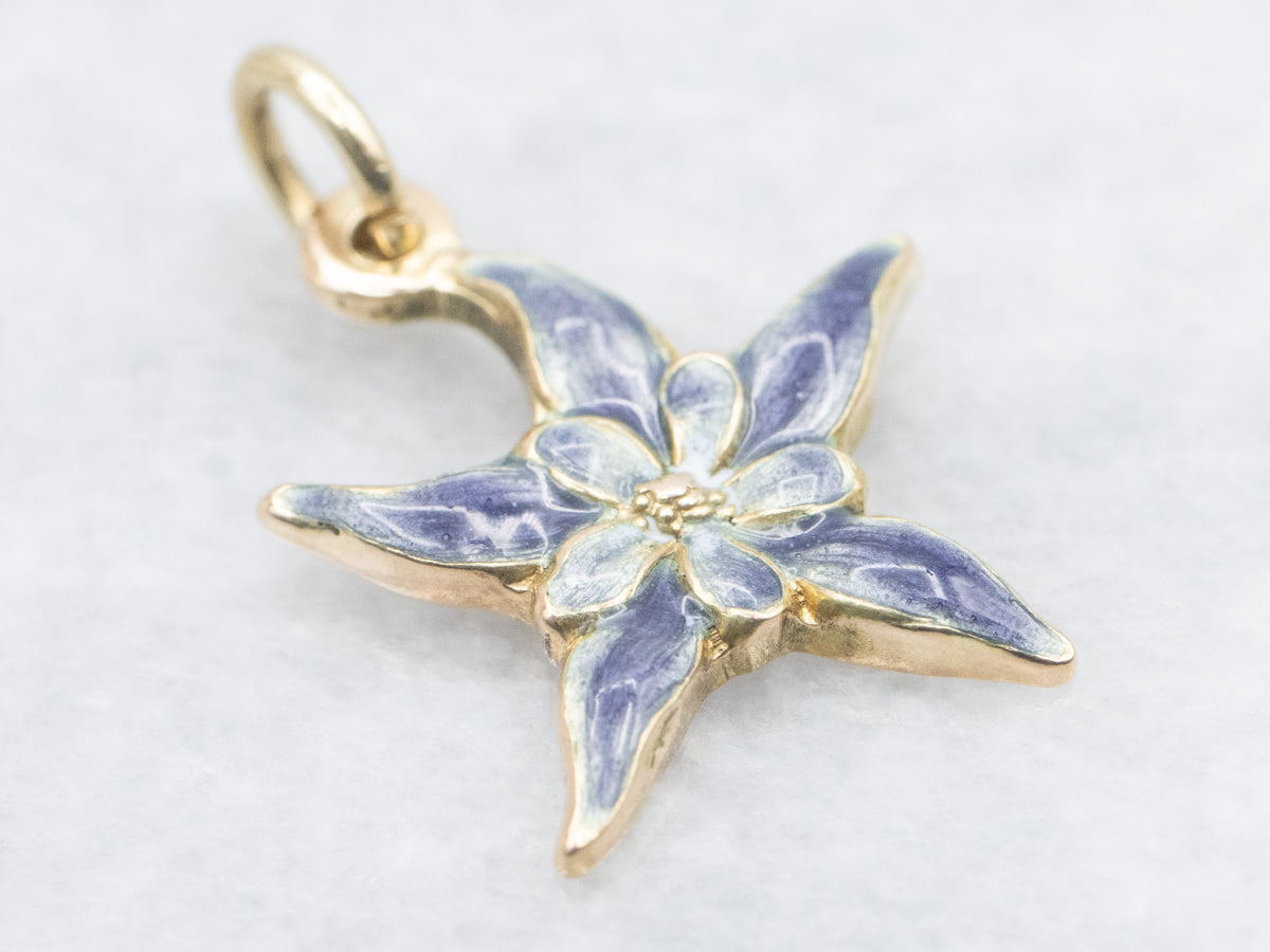 Sweet Blue Enamel Flower Pendant
