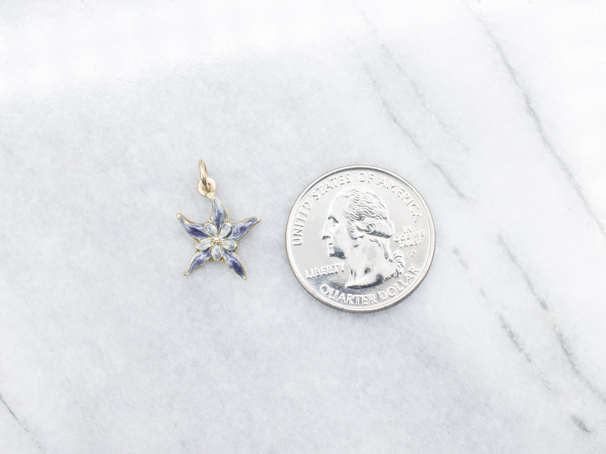 Sweet Blue Enamel Flower Pendant