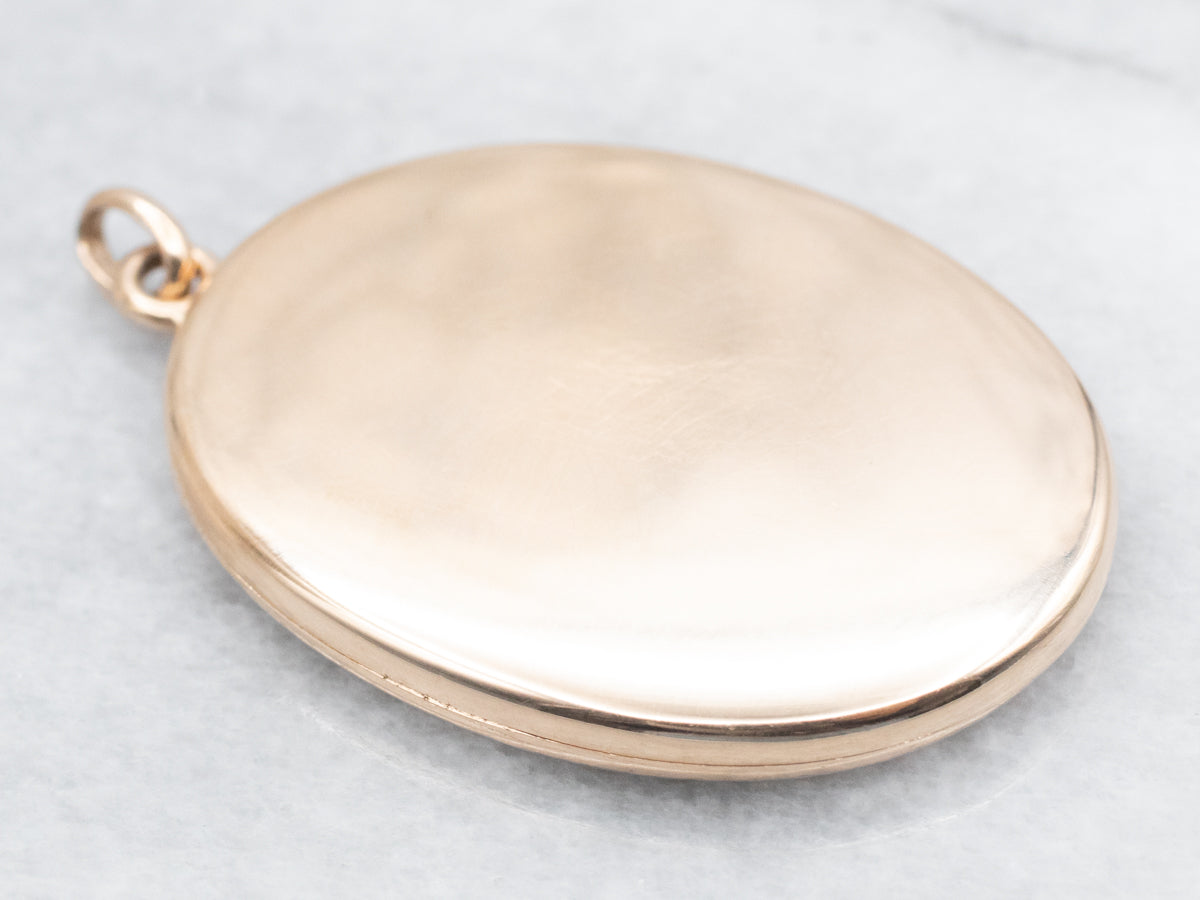Locket Plain Plain Large Gold Oval Locket - Market Square Jewelers