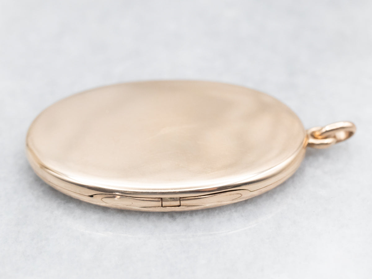 Plain Large Gold Oval Locket