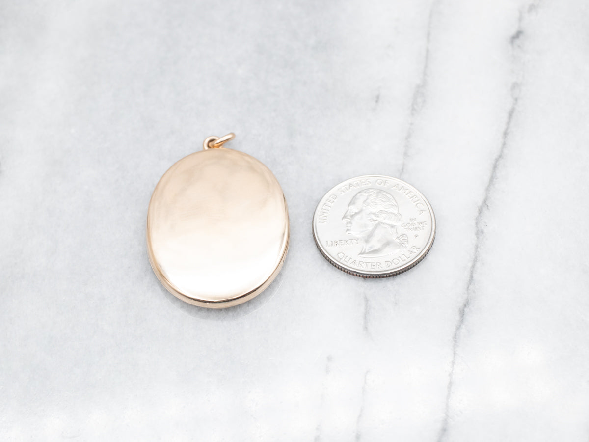 Plain Large Gold Oval Locket