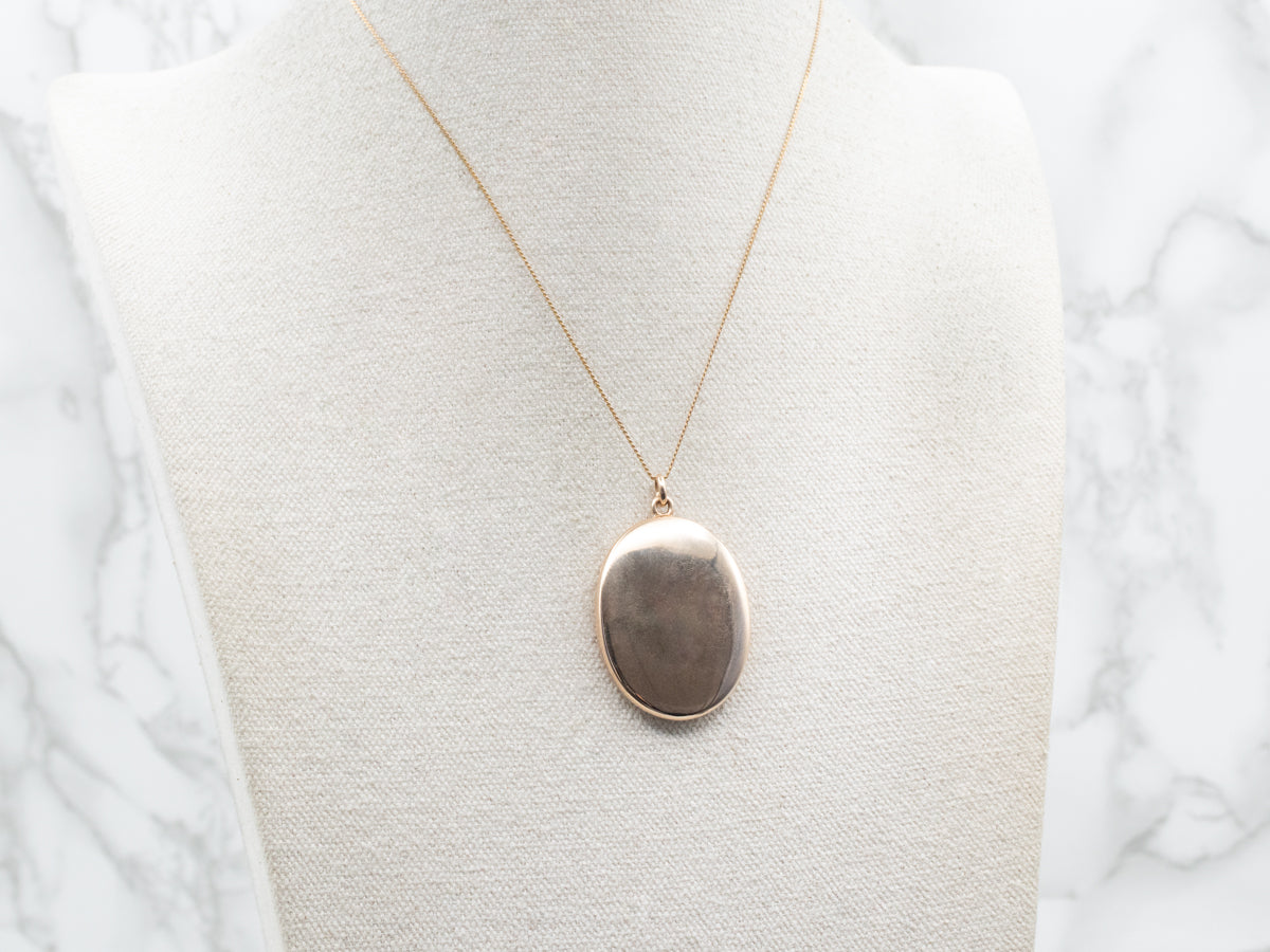 Plain Large Gold Oval Locket