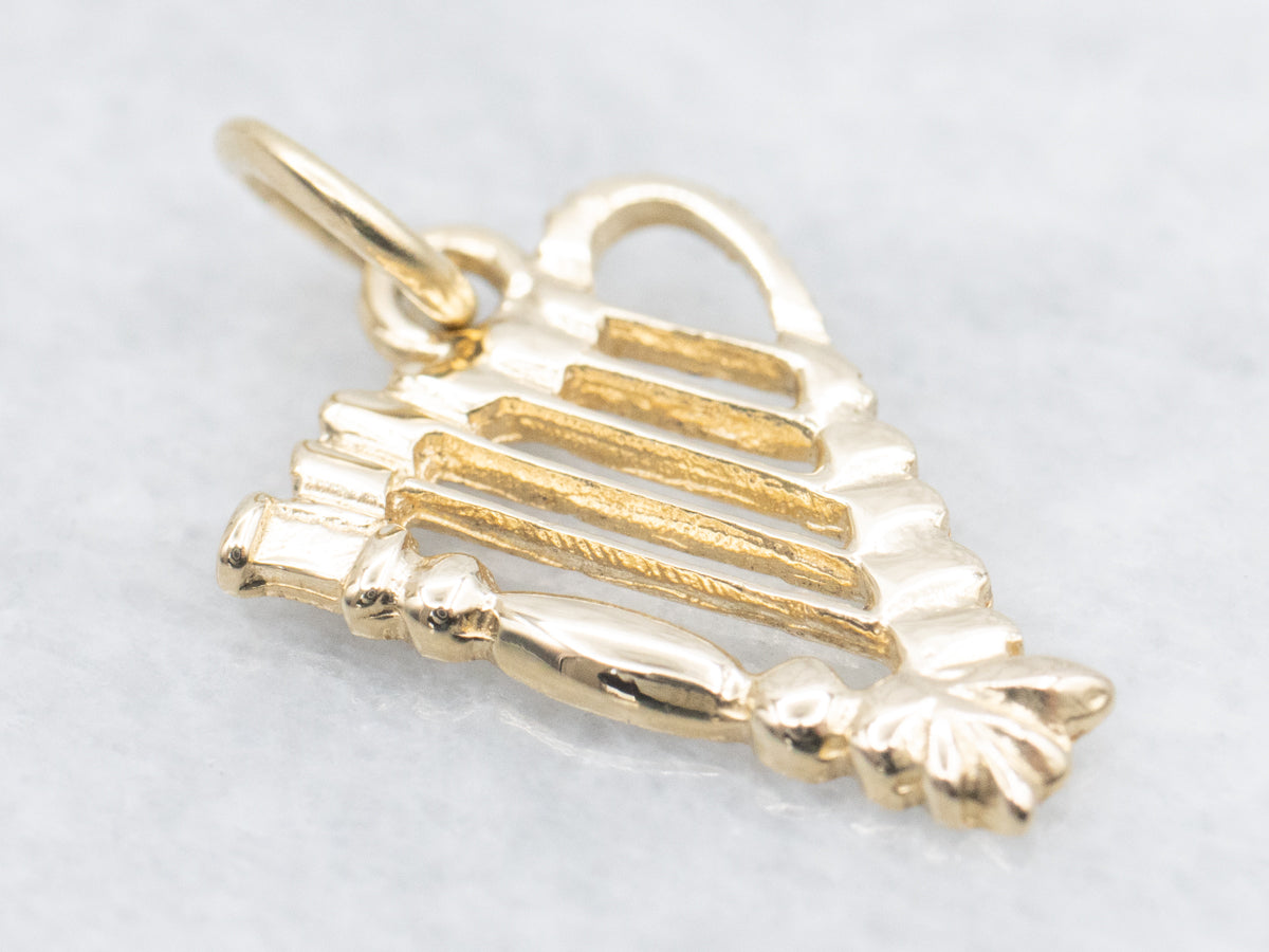 Vintage Gold Harp Charm