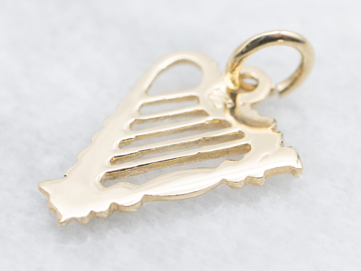 Vintage Gold Harp Charm