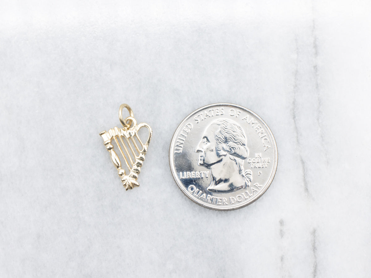 Vintage Gold Harp Charm