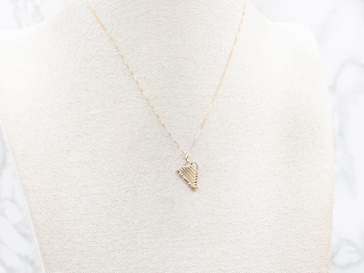 Vintage Gold Harp Charm