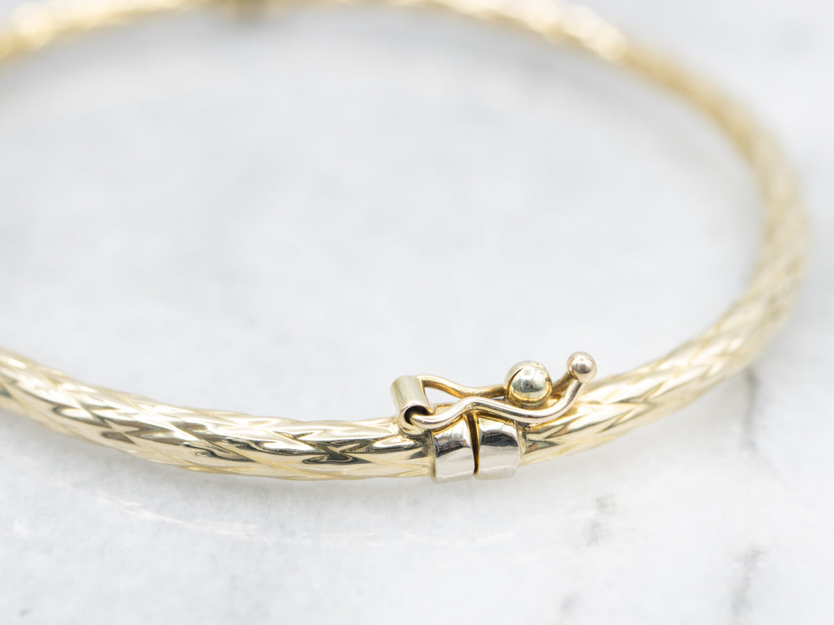Textured Gold Hinged Bangle Bracelet